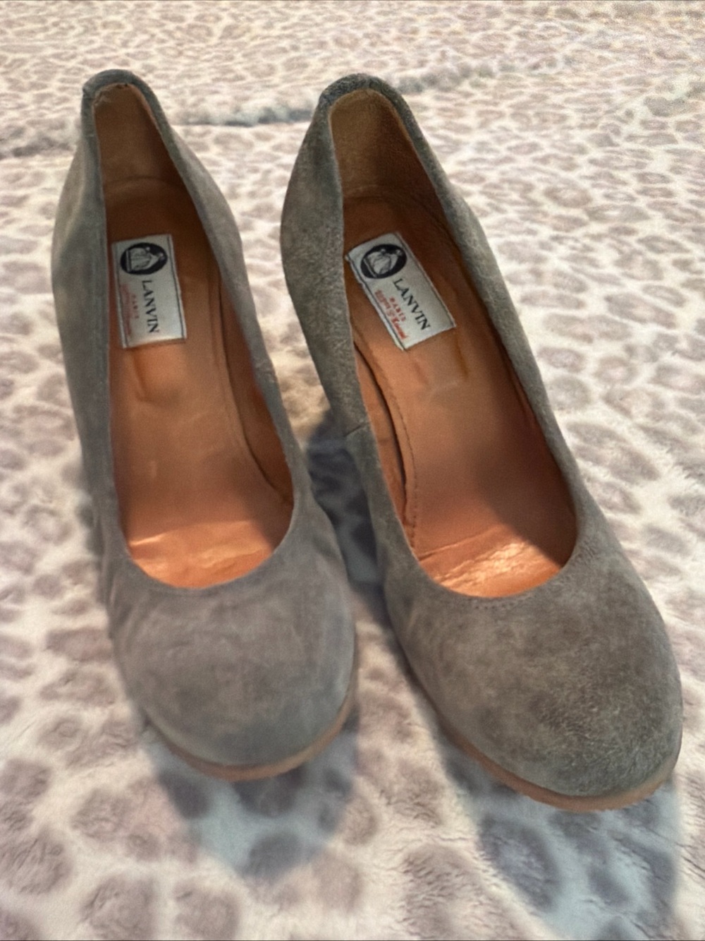 $575 Lanvin Suede Wedge Block Heel Ballerina Pump Shoe 39